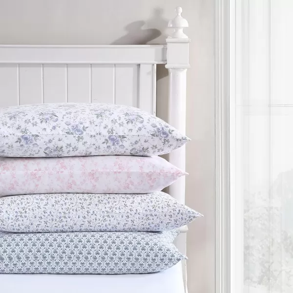 Laura Ashley Home - Full Sheets, Soft Sateen Cotton Bedding Set - Sleek, Smooth, &amp; Breathable Home Decor,Blossoming Blue