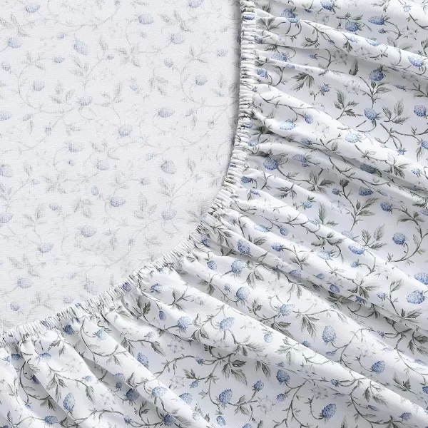 Laura Ashley Home - Full Sheets, Soft Sateen Cotton Bedding Set - Sleek, Smooth, &amp; Breathable Home Decor,Blossoming Blue