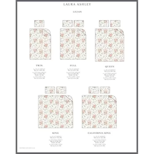 Laura Ashley Home - Full Sheets, Soft Sateen Cotton Bedding Set - Sleek, Smooth, &amp; Breathable Home Decor,Blossoming Blue
