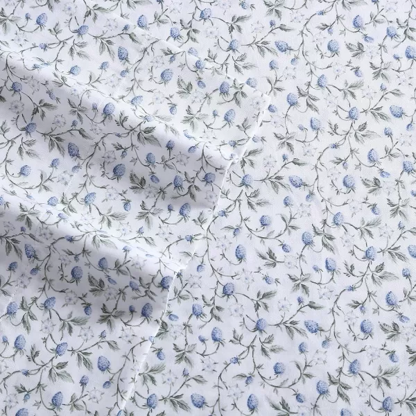 Laura Ashley Home - Full Sheets, Soft Sateen Cotton Bedding Set - Sleek, Smooth, &amp; Breathable Home Decor,Blossoming Blue