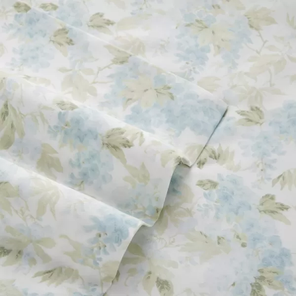 Laura Ashley Home - Full Sheets, Soft Sateen Cotton Bedding Set - Sleek, Smooth, &amp; Breathable Home Decor,Blossoming Blue