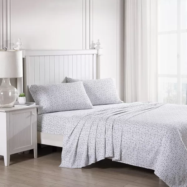 Laura Ashley Home - Full Sheets, Soft Sateen Cotton Bedding Set - Sleek, Smooth, &amp; Breathable Home Decor,Blossoming Blue