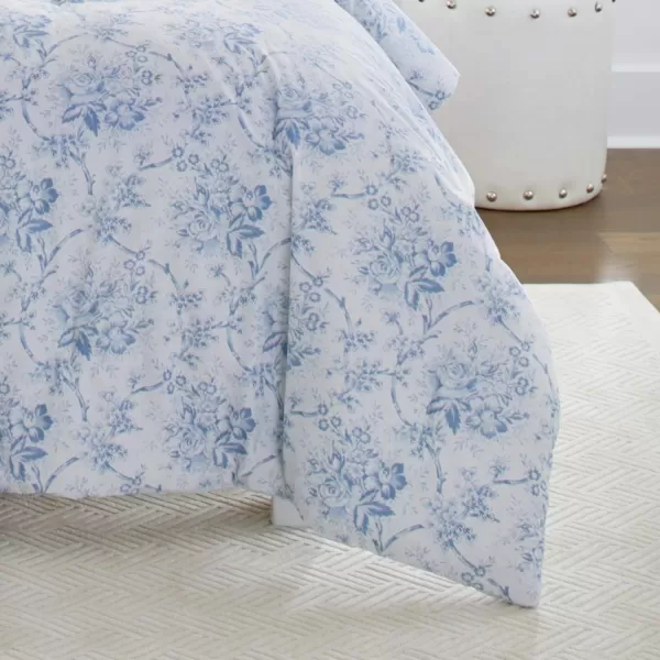 Laura Ashley Home - King Comforter Set, Reversible Cotton Bedding, Includes Matching Shams with Bonus Euro Shams &amp; Throw Pillows 