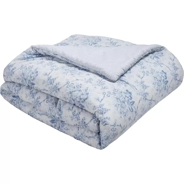 Laura Ashley Home - King Comforter Set, Reversible Cotton Bedding, Includes Matching Shams with Bonus Euro Shams &amp; Throw Pillows 