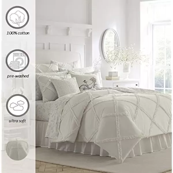 Laura Ashley Home - Queen Duvet Cover Set, Reversible Cotton Bedding with Matching Shams &amp; Button Closure, All Season Home Decor 