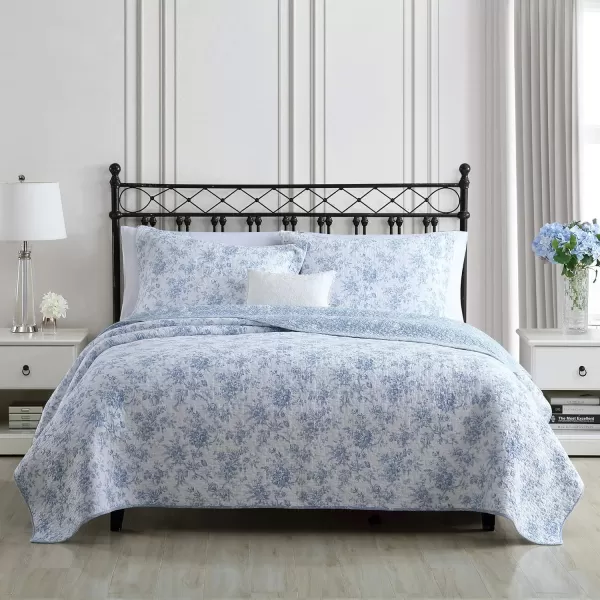 Laura Ashley Home - Queen Quilt Set, Reversible Floral Cotton Bedding with Matching Shams, Home Decor for All Seasons 