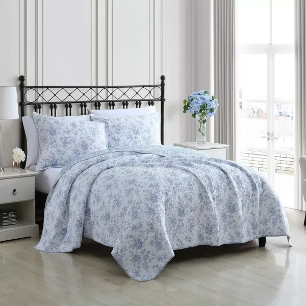 Laura Ashley Home - Queen Quilt Set, Reversible Floral Cotton Bedding with Matching Shams, Home Decor for All Seasons 