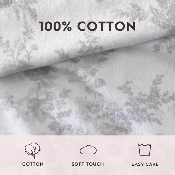 Laura Ashley Home - Queen Sheets, Cotton Flannel Bedding Set, Brushed for Extra Softness &amp; Comfort 