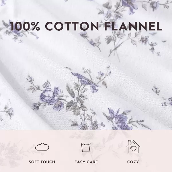 Laura Ashley Home - Queen Sheets, Cotton Flannel Bedding Set, Brushed for Extra Softness &amp; Comfort 