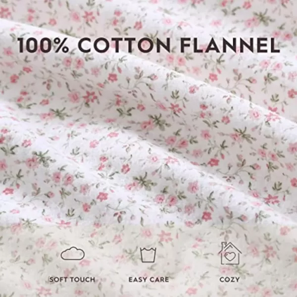 Laura Ashley Home - Queen Sheets, Cotton Flannel Bedding Set, Brushed for Extra Softness &amp; Comfort 