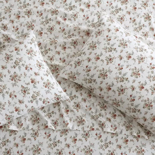 Laura Ashley Home - Queen Sheets, Cotton Flannel Bedding Set, Brushed for Extra Softness &amp; Comfort 