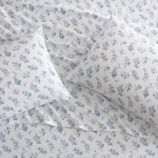 Laura Ashley Home - Queen Sheets, Cotton Flannel Bedding Set, Brushed for Extra Softness &amp; Comfort 
