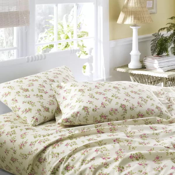 Laura Ashley Home - Queen Sheets, Cotton Flannel Bedding Set, Brushed for Extra Softness &amp; Comfort 