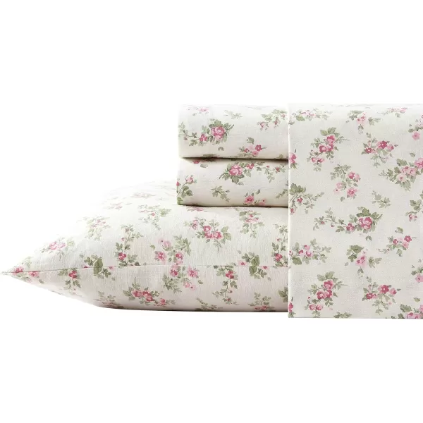 Laura Ashley Home - Queen Sheets, Cotton Flannel Bedding Set, Brushed for Extra Softness &amp; Comfort 