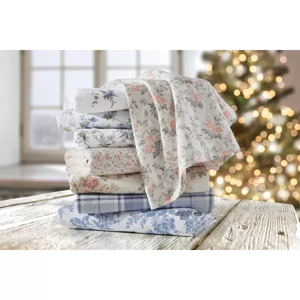 Laura Ashley Home - Queen Sheets, Cotton Flannel Bedding Set, Brushed for Extra Softness &amp; Comfort 