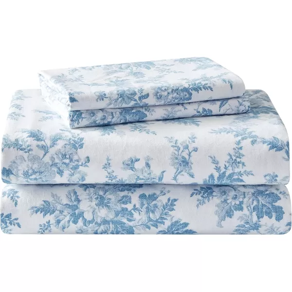 Laura Ashley Home - Queen Sheets, Cotton Flannel Bedding Set, Brushed for Extra Softness &amp; Comfort 