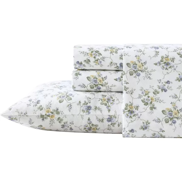 Laura Ashley Home - Queen Sheets, Cotton Flannel Bedding Set, Brushed for Extra Softness &amp; Comfort 