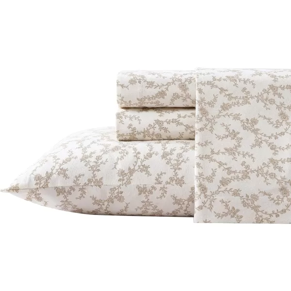 Laura Ashley Home - Queen Sheets, Cotton Flannel Bedding Set, Brushed for Extra Softness &amp; Comfort 