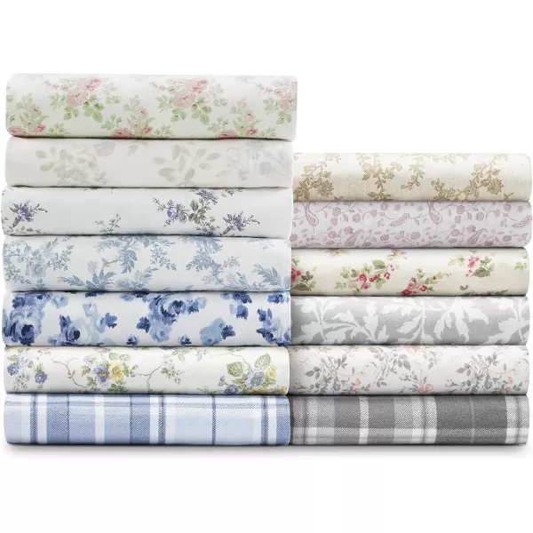 Laura Ashley Home - Queen Sheets, Cotton Flannel Bedding Set, Brushed for Extra Softness &amp; Comfort 