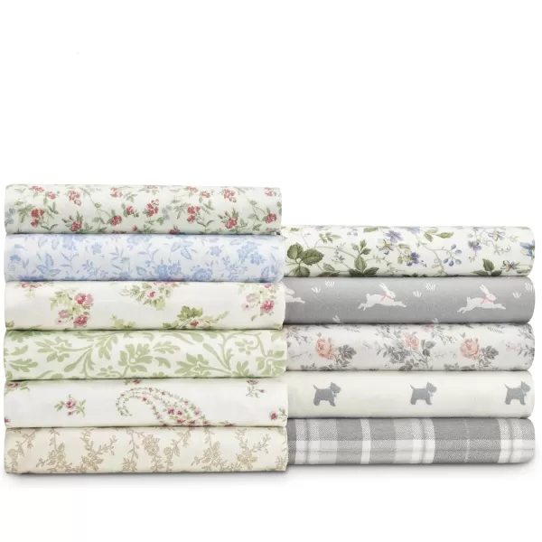Laura Ashley Home - Queen Sheets, Cotton Flannel Bedding Set, Brushed for Extra Softness &amp; Comfort 