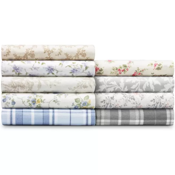 Laura Ashley Home - Queen Sheets, Cotton Flannel Bedding Set, Brushed for Extra Softness &amp; Comfort 