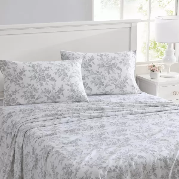 Laura Ashley Home - Queen Sheets, Cotton Flannel Bedding Set, Brushed for Extra Softness &amp; Comfort 