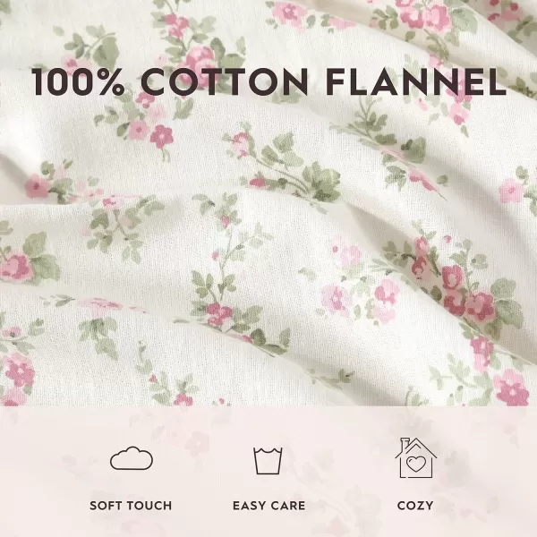 Laura Ashley Home - Queen Sheets, Cotton Flannel Bedding Set, Brushed for Extra Softness &amp; Comfort 