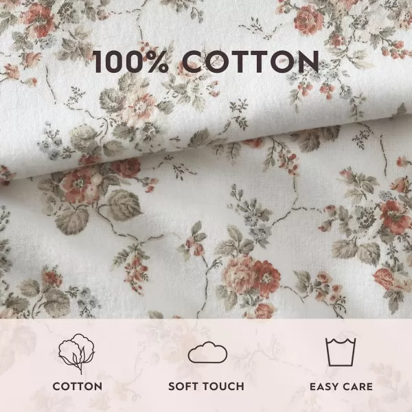 Laura Ashley Home - Queen Sheets, Cotton Flannel Bedding Set, Brushed for Extra Softness &amp; Comfort 