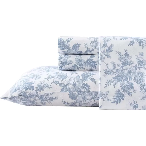 Laura Ashley Home - Queen Sheets, Cotton Flannel Bedding Set, Brushed for Extra Softness &amp; Comfort 