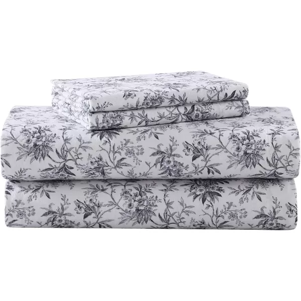Laura Ashley Home - Queen Sheets, Cotton Flannel Bedding Set, Brushed for Extra Softness &amp; Comfort 