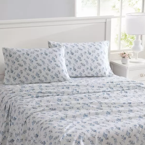 Laura Ashley Home - Queen Sheets, Cotton Flannel Bedding Set, Brushed for Extra Softness &amp; Comfort 