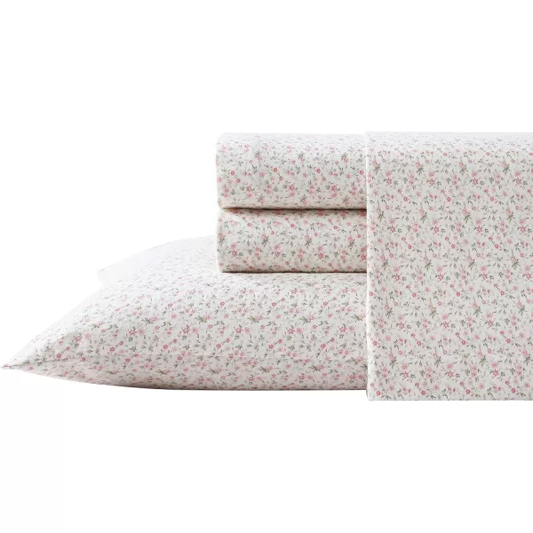 Laura Ashley Home - Queen Sheets, Cotton Flannel Bedding Set, Brushed for Extra Softness &amp; Comfort 