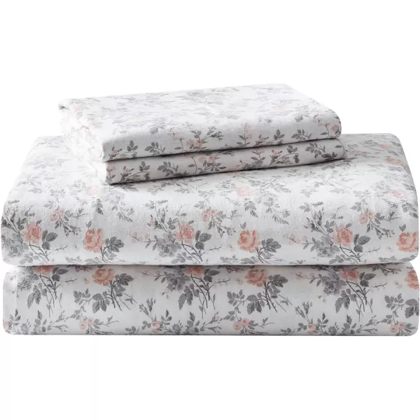 Laura Ashley Home - Queen Sheets, Cotton Flannel Bedding Set, Brushed for Extra Softness &amp; Comfort 