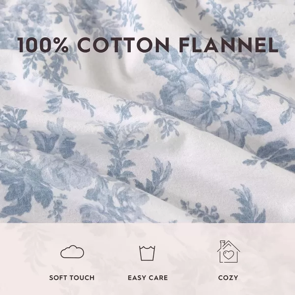 Laura Ashley Home - Queen Sheets, Cotton Flannel Bedding Set, Brushed for Extra Softness &amp; Comfort 