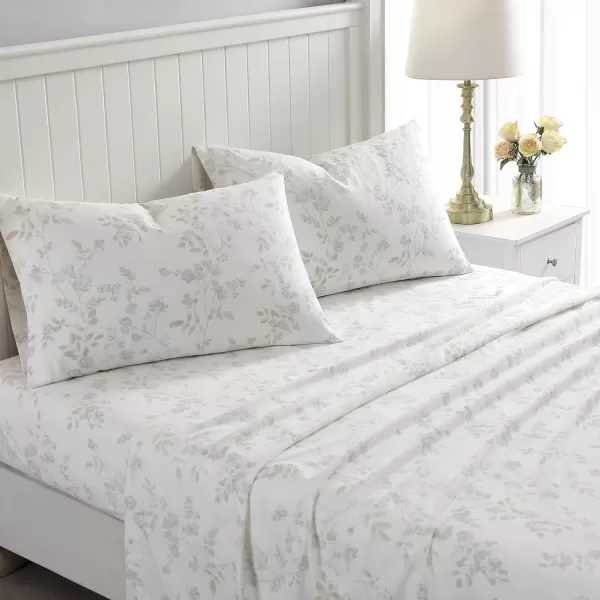 Laura Ashley Home - Queen Sheets, Cotton Flannel Bedding Set, Brushed for Extra Softness &amp; Comfort 