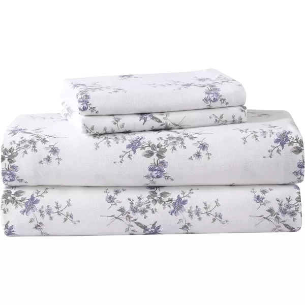 Laura Ashley Home - Queen Sheets, Cotton Flannel Bedding Set, Brushed for Extra Softness &amp; Comfort 