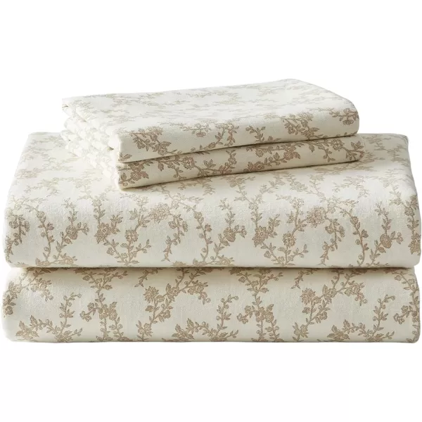 Laura Ashley Home - Queen Sheets, Cotton Flannel Bedding Set, Brushed for Extra Softness &amp; Comfort 