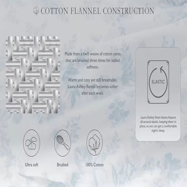 Laura Ashley Home - Queen Sheets, Cotton Flannel Bedding Set, Brushed for Extra Softness &amp; Comfort 