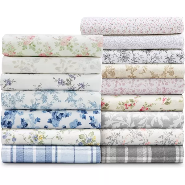 Laura Ashley Home - Queen Sheets, Cotton Flannel Bedding Set, Brushed for Extra Softness &amp; Comfort 