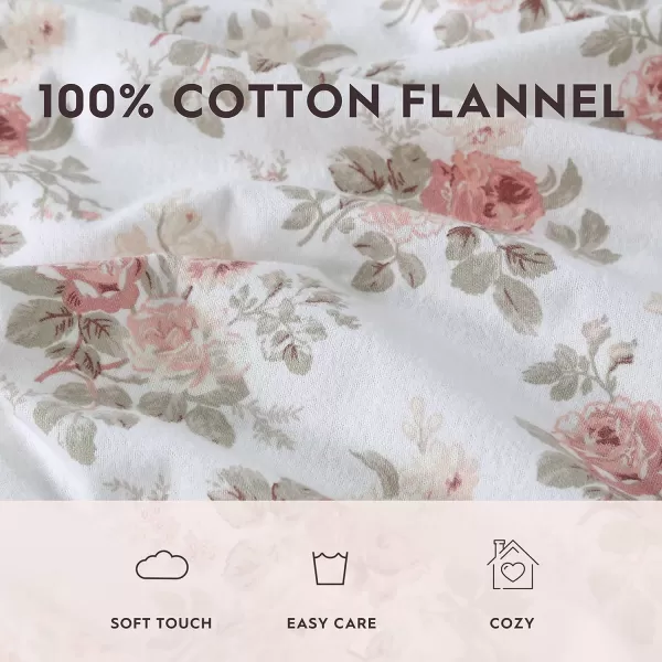 Laura Ashley Home - Queen Sheets, Cotton Flannel Bedding Set, Brushed for Extra Softness &amp; Comfort 