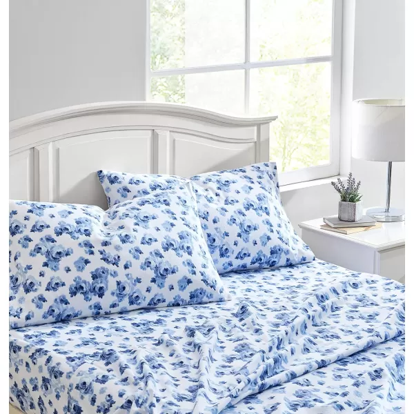 Laura Ashley Home - Queen Sheets, Cotton Flannel Bedding Set, Brushed for Extra Softness &amp; Comfort 