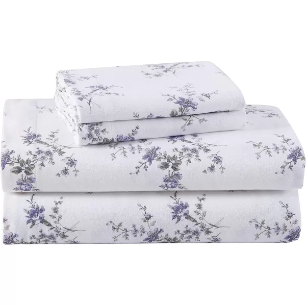 Laura Ashley Home - Queen Sheets, Cotton Flannel Bedding Set, Brushed for Extra Softness &amp; Comfort 