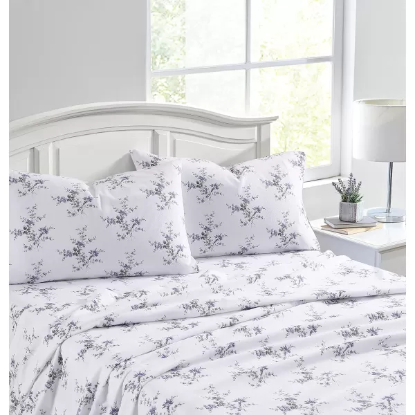Laura Ashley Home - Queen Sheets, Cotton Flannel Bedding Set, Brushed for Extra Softness &amp; Comfort 