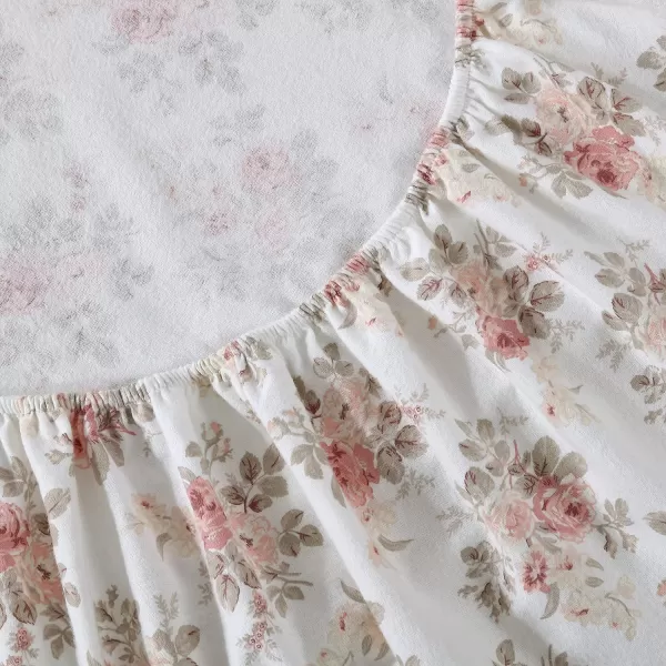 Laura Ashley Home - Queen Sheets, Cotton Flannel Bedding Set, Brushed for Extra Softness &amp; Comfort 