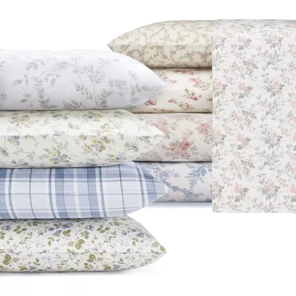 Laura Ashley Home - Queen Sheets, Cotton Flannel Bedding Set, Brushed for Extra Softness &amp; Comfort 