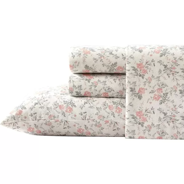 Laura Ashley Home - Queen Sheets, Cotton Flannel Bedding Set, Brushed for Extra Softness &amp; Comfort 