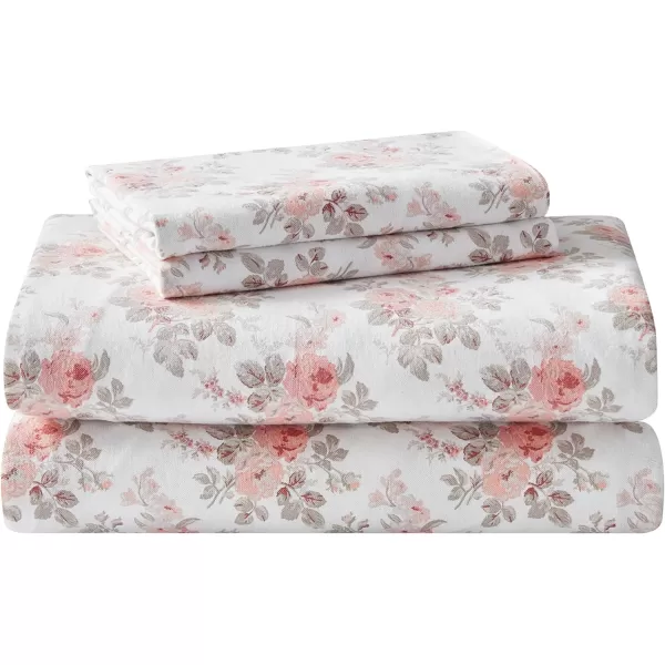 Laura Ashley Home - Queen Sheets, Cotton Flannel Bedding Set, Brushed for Extra Softness &amp; Comfort 