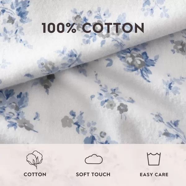 Laura Ashley Home - Queen Sheets, Cotton Flannel Bedding Set, Brushed for Extra Softness &amp; Comfort 