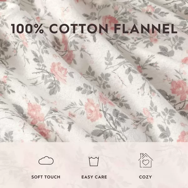 Laura Ashley Home - Queen Sheets, Cotton Flannel Bedding Set, Brushed for Extra Softness &amp; Comfort 