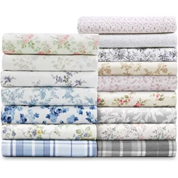 Laura Ashley Home - Queen Sheets, Cotton Flannel Bedding Set, Brushed for Extra Softness &amp; Comfort 
